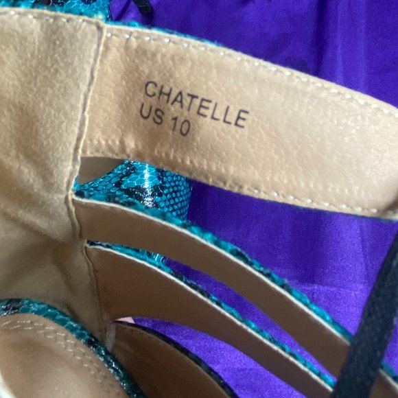 ๐Shoe Dazzle Chatelle Snake Print Stiletto Sandal - Picture 12 of 14